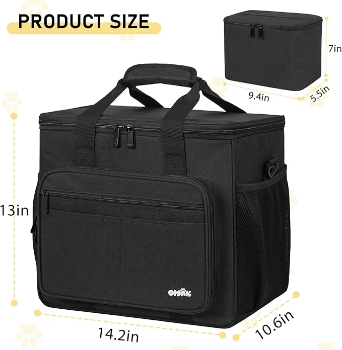 Pet Grooming Bag, GMAK Pet Grooming Tote Bags Supplies Organizer Case Dogs Cats Tools Organizer Tote for Pets Grooming Tools Kit, Clippers, Brush, Scissors or Other Pets Care Supplies, Black(Bag Only)