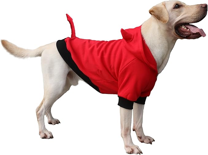 Little Devil Christmas Costumes Clothes for Extra Large Dogs Demon Hoodies Labrador Rottweiler Great Dane, Red, 3X-Large