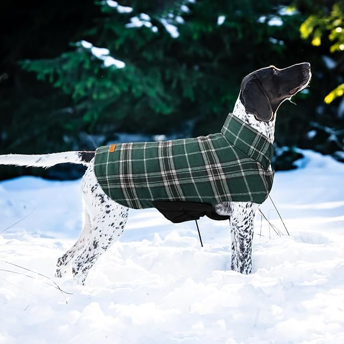 Kuoser Waterproof Dog Coat, Reversible Dog Jacket for Small Dogs, Adjustable Durable Doggie Winter Coat Warm Cozy Puppy Cold Weather Apparel from Small to Large Breed, Green S