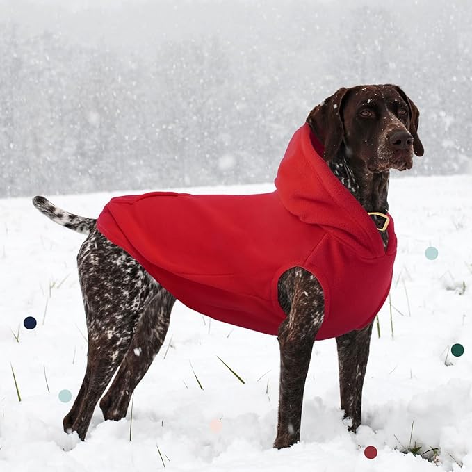 IECOii Dog Sweatshirt for Large Dogs, Hooded Fleece Vest with Leash Hole, XXXL Dogs Sweater for Giant Breed,Warm Polar Fleece Large Dog Hoodie for Fall Winter,Labrador,Doberman, Red, 3XL