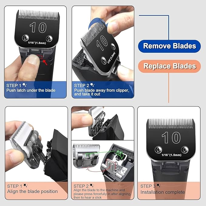7pack Dog Grooming Blades Compatible with Andis Dog Clippers Blades,Dog Clipper Blades Compatible with Oster A5,Wahl km10 Dog Clippers,Stainless-Steel Blade Sharp