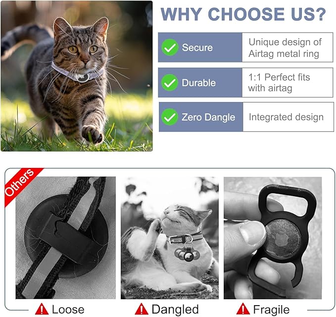 AirTag Cat Collar, Ultra Elastic Cat Tracker Collar with Apple Air Tag Holder, [Lightweight][Scratch Resistant] Stepless Adjustable GPS Pet Collar for Cats Kittens [Violet]