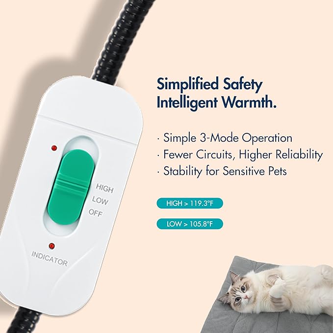Dog Heating Pad (56"x40") - Waterproof Electric Heated Mat & Pet Bed for Indoor and Outdoor Use, Chew Resistant Cord, Machine Washable Cover with Wheat Pattern Quilting, for Cats and Pets