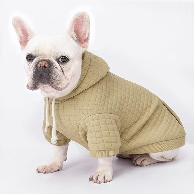 2 Pack Dog Hoodie Sweaters for Small Medium Dogs Warm Dog Clothes for Large Dogs Soft Waffle-Like Laminated Sweatshirt Bulldog (Brown+Wine Red, S (Back: 11.5",Chest: 15.5", Neck: 10"))