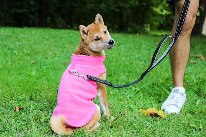 JACKO & CO - Fleece Vest Dog Sweater with Leash Ring - Soft, Warm & Lightweight Pullover Coat for Small & Medium Dogs, Puppies & Cats - Cozy Fall/Winter/Spring Pet Jacket (Pink, Medium 6-10lbs)