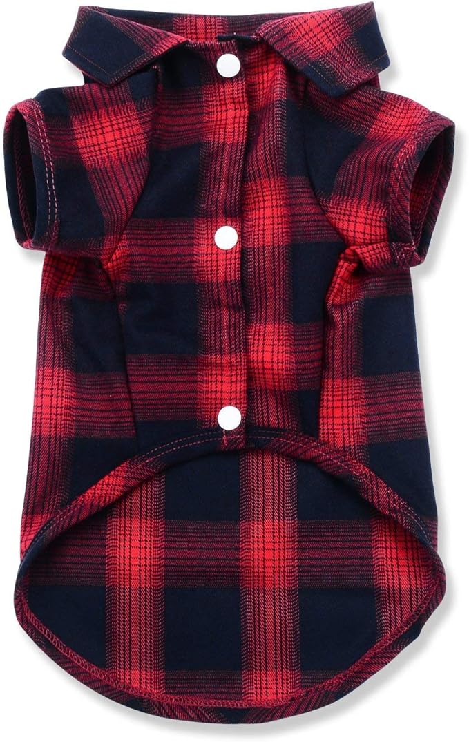 Koneseve Dog Shirt, Pet Plaid Clothes Shirt T-Shirt, Sweater Bottoming Shirt for Small Dog Cat Puppy Grid Adorable Wearing Stylish Cozy Halloween,Christmas Costumes (Red;XL/Extra Large)