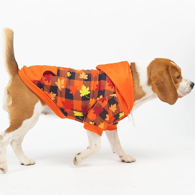 PUPTECK Fall Winter Dog Hoodie Pet Sweatshirt Soft Warm Clothes Fleece Lined with Hat for Small Medium Large Dogs, Pocket Design, Brown L
