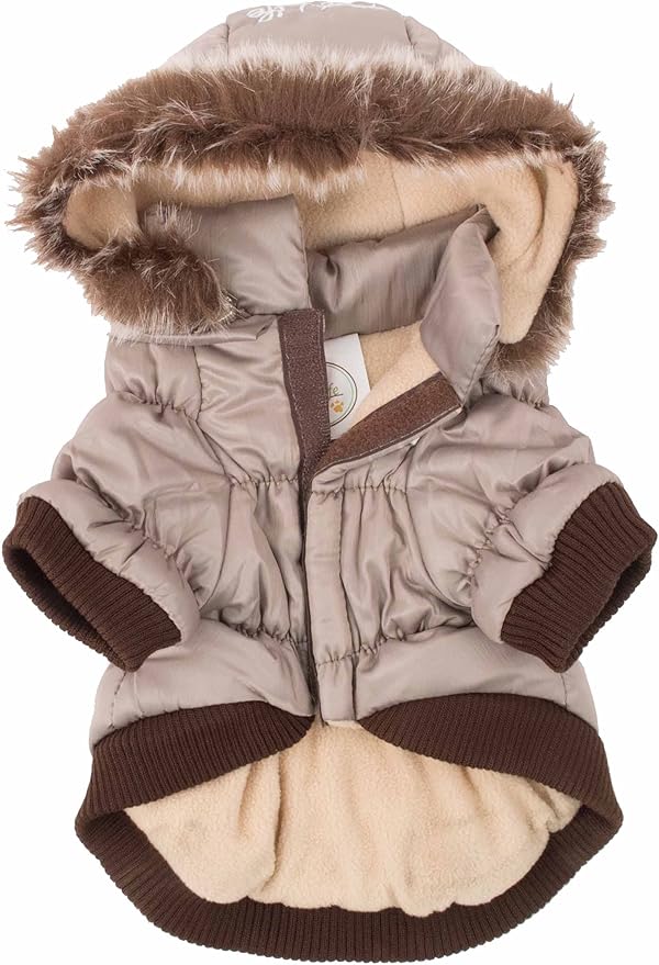 Pet Life Classic Metallic Winter Dog Coat with Zippered Removable Fur Hood - Dog Jacket Features 3M Thinsulate Insulation Warming Technology - Dog Clothes Sizing fits Small, Medium and Large Dogs Grey