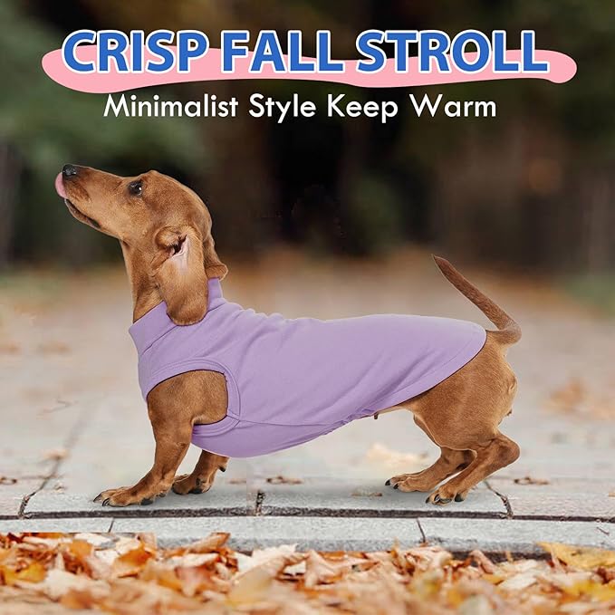 Stretch Fleece Dog Sweaters - Purple, L - Pullover Sleeveless Vest | Warm Stretchable Sweatshirt, Lightweight Breathablefor for Outdoor Movement,Dachshund,French Bulldog
