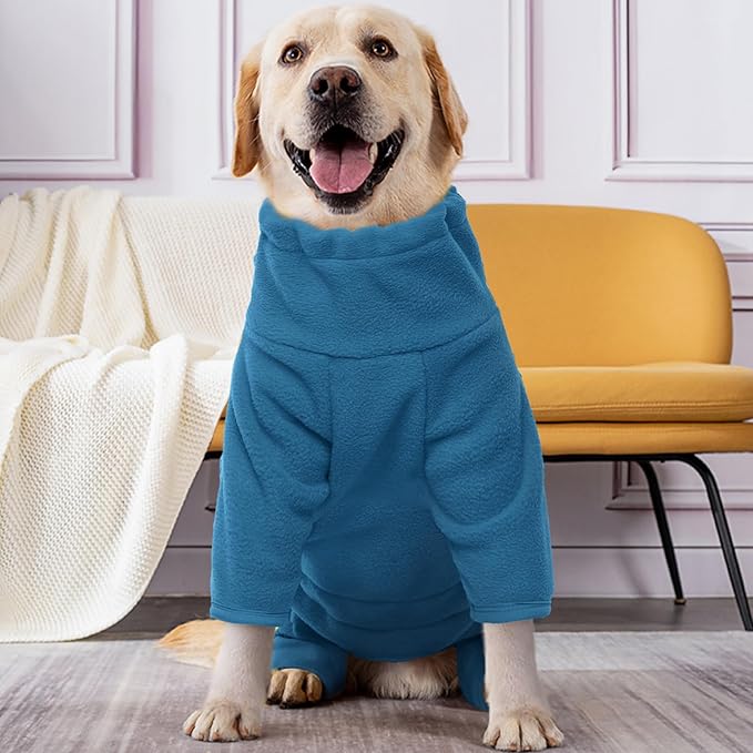 ROZKITCH Fleece Full Body Dog Suit, Pet Windproof Warm Cold Weather Jacket Vest Cozy Jumpsuit Apparel Outfit Clothes for Small Medium Large Dog Walking Sleep M