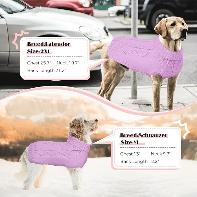 Dog Sweaters for Small Medium Large Dogs Girl, Soft Warm Turtleneck Pup Dogs Shirt, Double Knitting Collar for Outdoor Playing, Warm Dog Clothes
