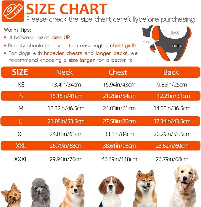 Dog Winter Coat with Harness, Dog Jacket, Pet Clothes with Zipper on Back, Waterproof Windproof Warm Vest, Reflective Cold Weather Coats, for Small Medium Large Dogs, Thick, Orange, 2XL