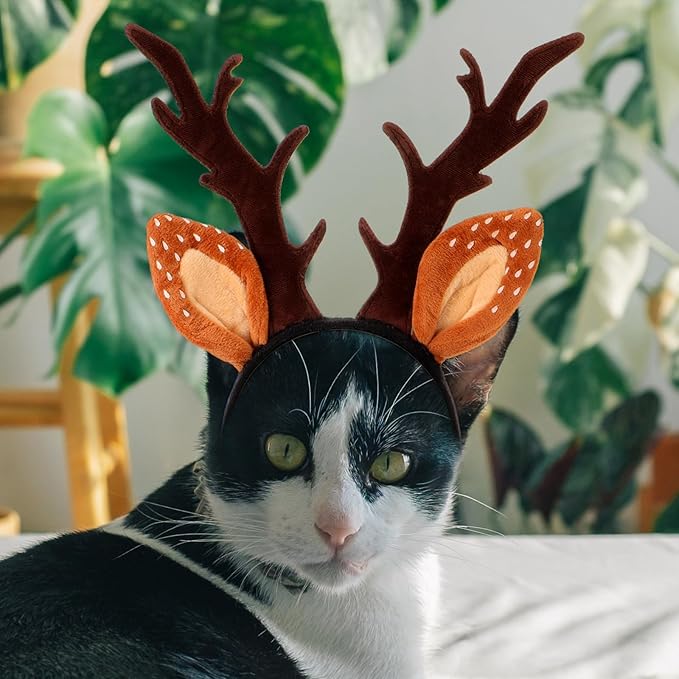 Christmas Halloween Pet Headband for Dog Cat Pet Elastic Band Adjustable,Costume Accessory for Cats and Kittens Comfortable Non-deformable for Holiday Season and Photography - Size S