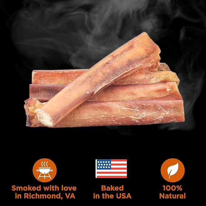 Best Bully Sticks Hickory Smoked Jumbo 6 Inch Bully Sticks - 4 Count (Pack of 1) - Natural, Smoky, Grain and Odor-Free, No Additives