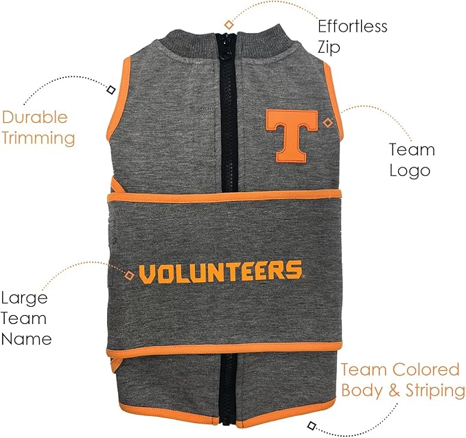 NCAA Tennessee Volunteers Dog Anxiety Shirt Calming Soothing Vest for Dogs Cats with Anxiety, Fears, Fireworks, Loud Noises, Dark, Lonely Keeps Dogs Calm Feeling Safe, Relaxing Jacket Small