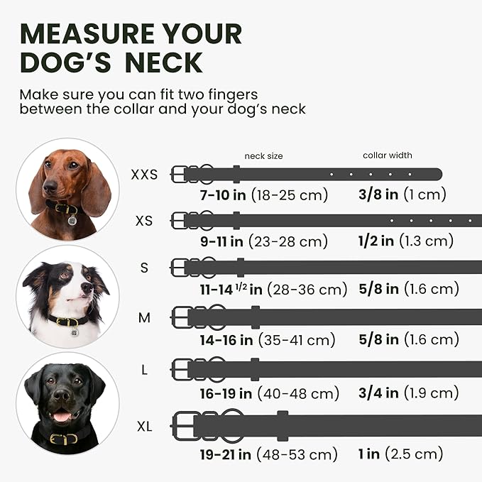 BronzeDog Rolled Leather Dog Collar with QR ID Tag, Adjustable Soft Round Collars for Small Medium Large Dogs Puppy (7" - 10" Neck Size, Black Night)