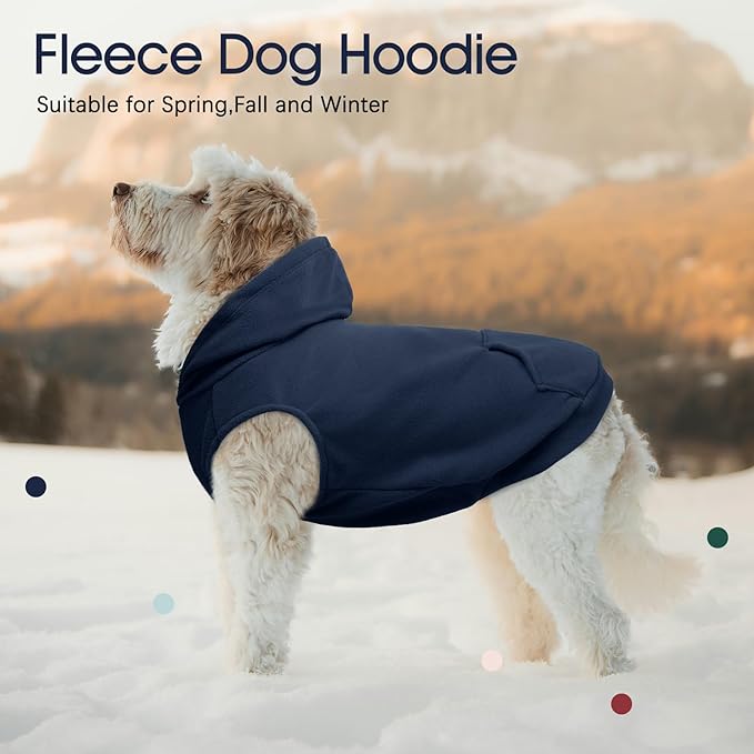 IECOii Dog Sweatshirt for Large Dogs, Hooded Fleece Vest with Leash Hole, XXXL Dogs Sweater for Giant Breed,Warm Polar Fleece Large Dog Hoodie for Fall Winter,Labrador,Doberman, Blue, 3XL