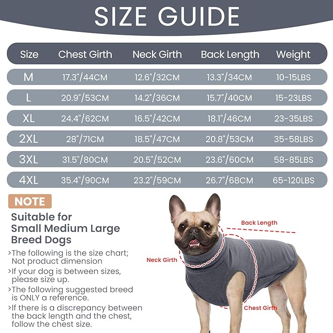 ROZKITCH Dog Sweaters Soft Fleece Pullover Sweatshirt Pajamas, Turtleneck Warm Pet Cold Weather Jacket Stretchy Vest Jumpsuit Apparel Outfit Clothes for Small Medium Large Dogs Walking Sleep Grey 4XL
