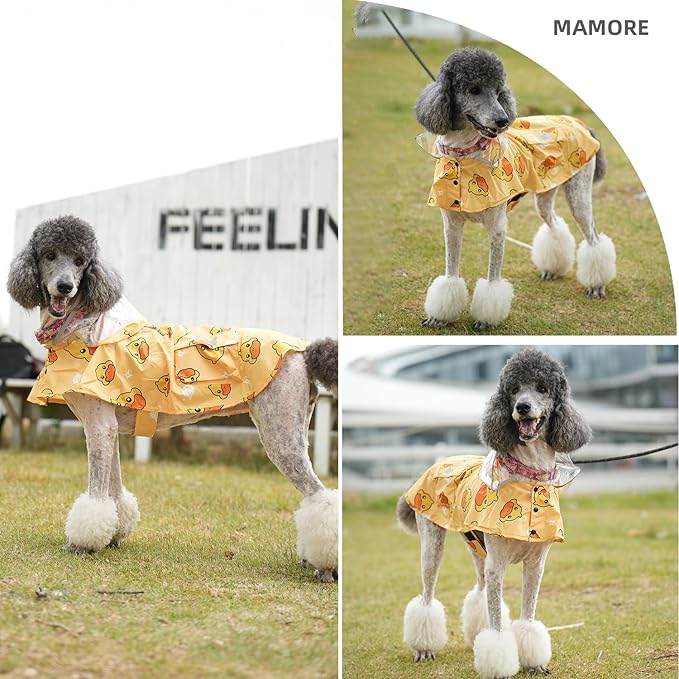 Dog Raincoat,Waterproof Rain Poncho with Hoodie, High Reflective Adjustable Pet Rain Jacket with Leash Hole for Small Medium and Large Dogs (Yellow Duck, Small)