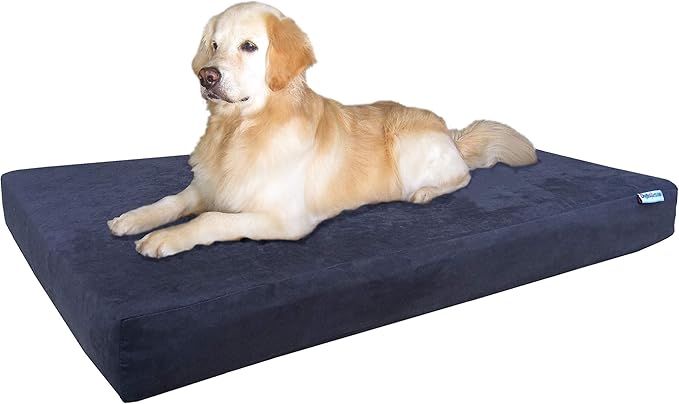 Dogbed4less Orthopedic Gel Memory Foam Pet Dog Bed, Waterproof Liner with External Microsuede Cover and Bonus Antislip Cover (Microsuede Espresso, 55"X47"X4" Inches)