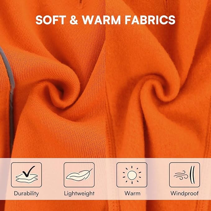 Queenmore Cozy Fleece Dog Sweater Small, Soft Pullover Dog Sweatshirt, Warm Winter Fleece Jacket with Leash Hole/Reflective Stripes for Small Medium Large Dogs Orange