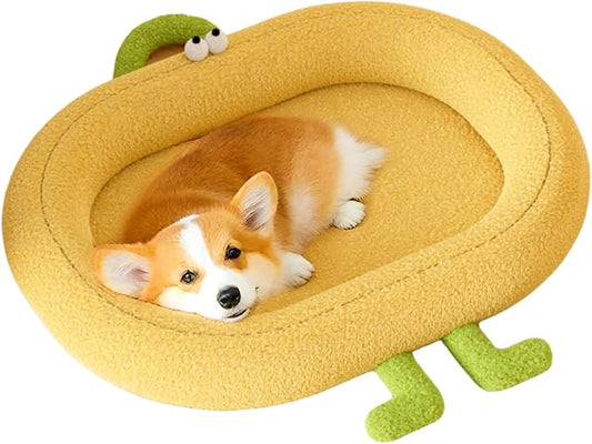 Cat Bed,for Indoor Outdoor Dog Beds & Furniture,Couch,Calming, Round,Fluffy, Cooling,Squish Mallow,Chew Proof,Waterproof,Non-Slip Bottom,Calming Dog Bed,Yellow(Yellow, M)