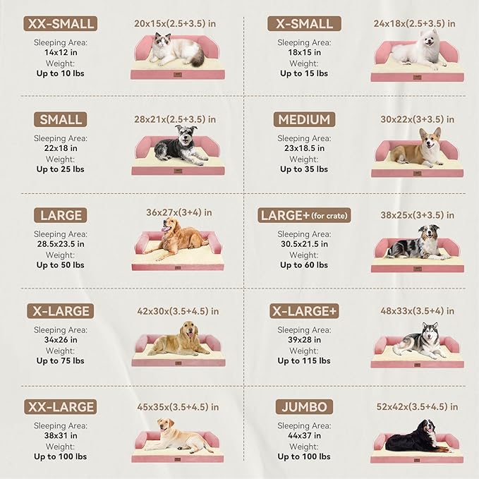 Dog Bed Large Sized Dogs-Orthopedic Waterproof Bed for Dogs,Large Dog Beds with Washable Removable Cover & Non-Slip Bottom