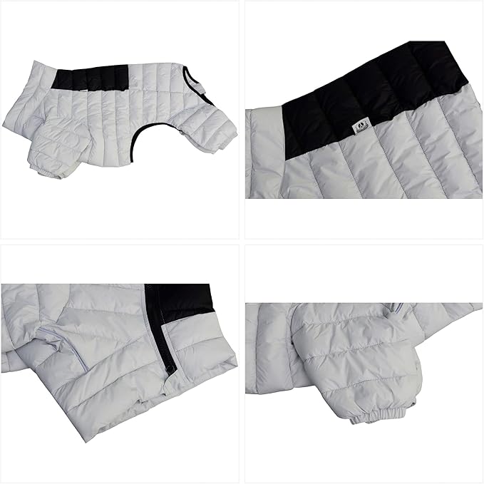 Dog Warm Jacket, 4 Legs Covered, Waterproof Windproof Reflective, Adjustable Outdoor Dog Snow Jacket - Off White XL