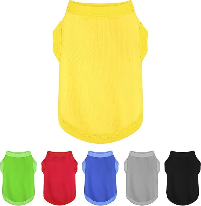 Elevate Your Dog's Fashion Quotient with Colorful and Breathable Sleeveless Cotton Shirts! Perfect Pet Apparel for Small to Medium Dogs Yellow XXL