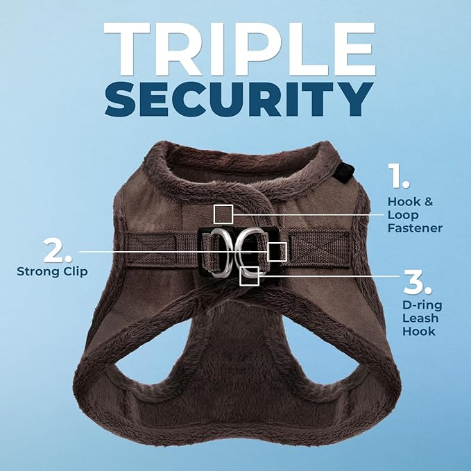 Best Pet Supplies - All Weather Mesh/Plush, Reflective, No Pull Harness for Small, Medium Dogs, Cats - Secure with Hook & Loop Fastener, Buckle, Double D-Rings - Chocolate Suede, XS