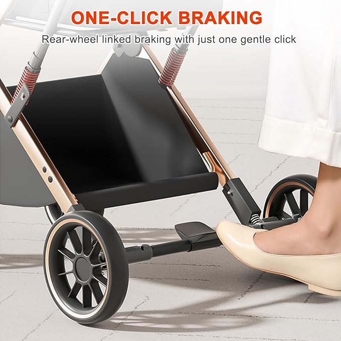 Dog Stroller with 4 Wheels, Folding Pet Stroller for Small, Medium Dogs and Cats up to 50lbs, Detachable Carrier, Storage Basket, Car Seat 3 in 1 Multifunctional (Brown‌)