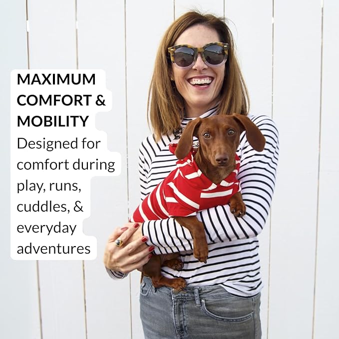 DJANGO Dog Hoodie – Warm, Lightweight, Soft & Stretchy Dog Sweater with Hood, Harness Hole & Elastic Waistband – Cozy Sweatshirt for Small Dogs up to 25 lbs, Dachshunds & Puppies – Crimson Red, XS
