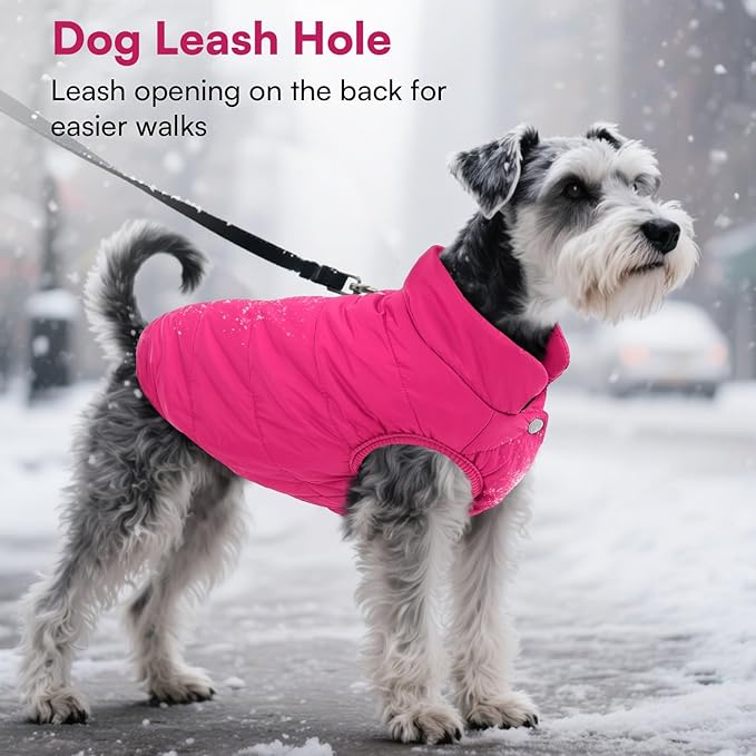 ASENKU Dog Winter Coat - Waterproof Windproof Dog Jacket, Warm Snowproof Doggie Puffer Vest for Cold Weather, Lightweight Snow Coats for Small Medium Large Dogs(Pink, XS)