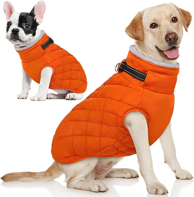 AOFITEE Winter Jacket for Extra Large Dogs, Warm Turtleneck Dog Coat with Back Zipper, Waterproof Dog Puffer Coat for Large Dogs, Pet Snowsuit Warm Snowsuit for German Shepherd, Weimar, Doberman