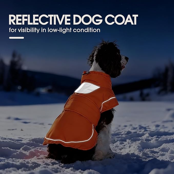 Kuoser Dog Coat, Dog Jackets for Small Dogs, Winter Reflective Puppy Puffer Jacket, Waterproof Dogs Snowsuit with Fleece Lining, Turtleneck Pet Vest Apparel for Cold Weather
