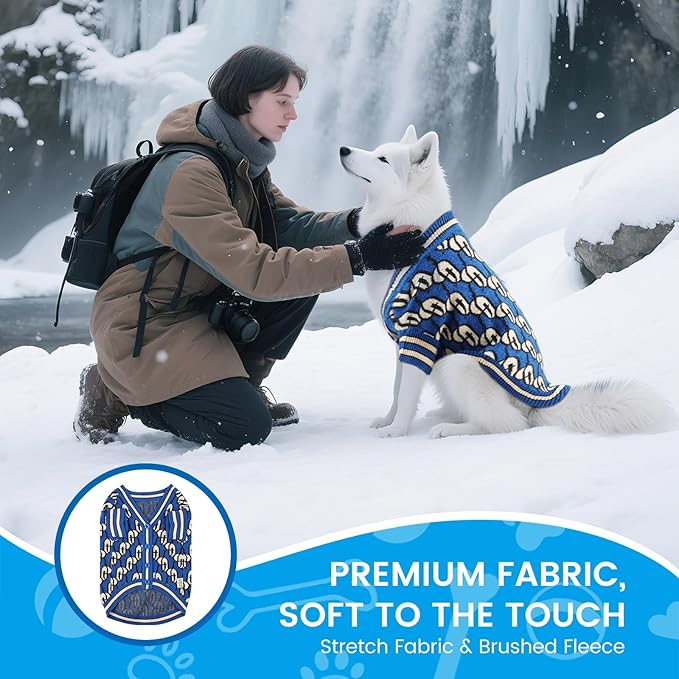 Pet Sweaters for Dogs Boys and Girls, Dynamic Letter Patterned Dog Sweater,Dog Cardigan,Pet Clothes,Pet Knitted Clothing,Fit for Different Seasons and Kinds of Dogs (Blue XL)
