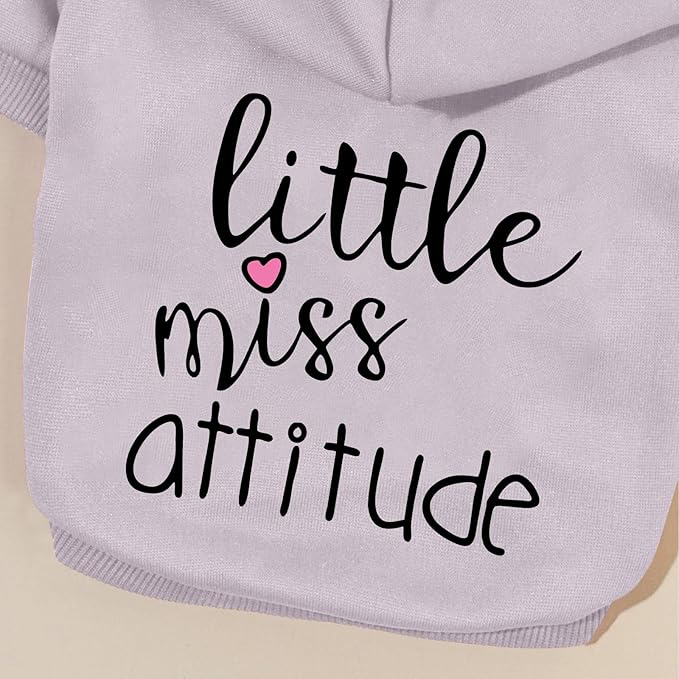 Cat Hoodies for Cats Puppy Pet Clothes Cat Apparel Little Miss Attitude Print Dog Hoodie for Small Medium Dogs Outfits for Kittens(Purple,M)