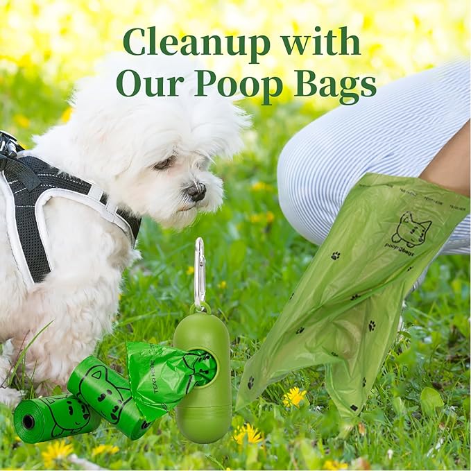 870 Counts Dog Poop Bags Rolls with Dispenser & Leash Clip, Scented Poop Bags for Dogs Waste, Extra Thick & Leak Proof for Poop Doggie Puppy Pet Waste, 9" x 13", Green