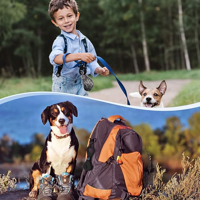 PuppyDoggy 2 Pieces Dog Poop Bag Holder for Leash Waste Bag Carrier Dog Poop Bag Dispenser for Walking Running Bicycle Accessory (Black + Red)