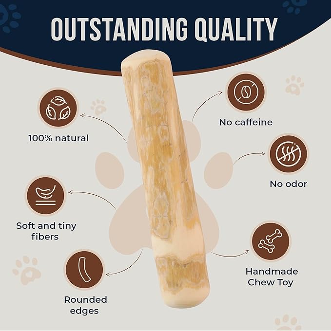 Coffee Wood Chew and Cotton Rope Toy for Dogs - 100% Natural, Organic Wood Stick for Chewers Teeth Cleaning, Training - Size M