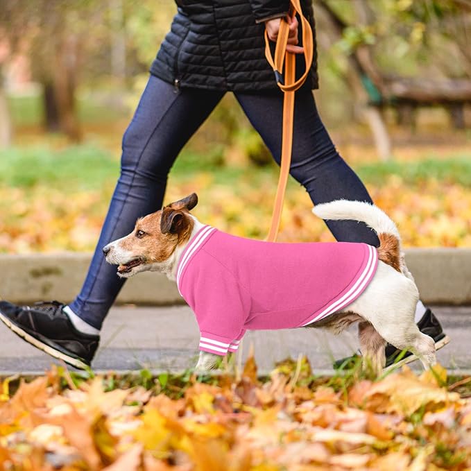 Dog Sweaters for Large Dogs, Brushed Fleece Dog Sweater Baseball Jacket Large Pet Sweater Clothes Soft Warm Boy Girl Pet(Pink-XL)