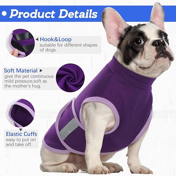 MIGOHI Dog Anxiety Relief Coat,Comfort Anxiety Vest for Dogs,Adjustable Dog Anxiety Calming Wrap for Fireworks,Thunderstorms,Travel, Separation, Anxiety Jacket for Large Dogs, XL,Purple