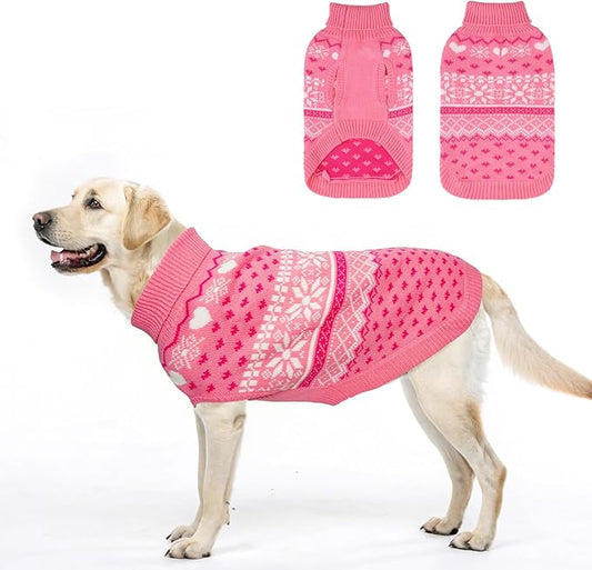 SCENEREAL XL Dog Sweaters Male and Female, Soft, Warm Turtleneck Extra Large Dog Sweater, Knitted Ugly Dog Christmas Outfits, Argyle Winter Clothes for Walking Outdoor
