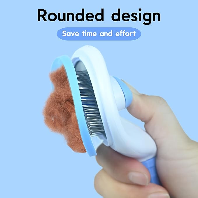 Pet Grooming Combo — Shedding Brush with Metal Comb for Detangling and Removing Undercoat in Long-Haired Dogs and Cats. helping reduce shedding by up to 95%.