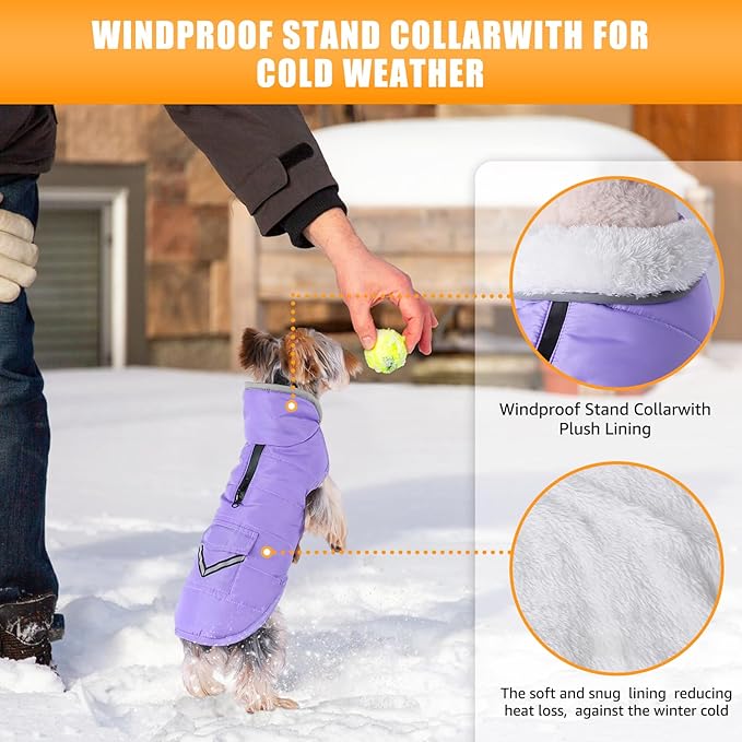 iBuddy Dog Winter Coats with Fleece Vest,Waterproof Warm Dog Snow Jacket Windproof, Reflective Adjustable Pet Dogs Cold Winter Coat for Dogs Girl Boy