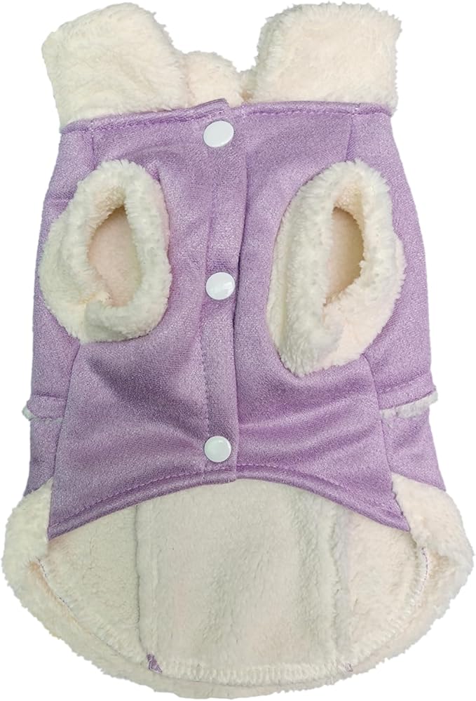 Jecikelon Bowtie Dog Cold Weather Coat Fleece Lining Warm Pet Puppy Turtleneck Dogs Winter Clothes for Small Dogs with D-Ring (Purple, X-Small)