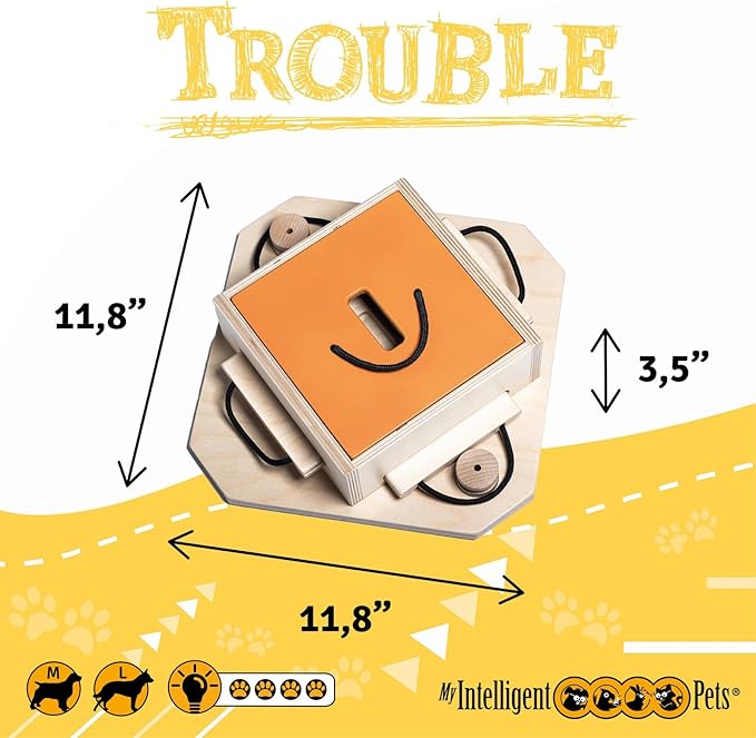Trouble - Interactive Dog Puzzle Toy, Engaging Brain Game for Mental Stimulation and Enrichment