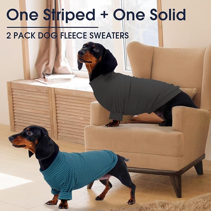 IECOii 2 Pack XXXXL Dog Fleece Sweater for Giant Breed Dogs, Warm Dog Turtleneck with Stretch for Great Dane Sweater, Fall Winter Pullover Dogs Sweatshirt with Sleeve,Outdoor Sweaters for Walking, 4XL