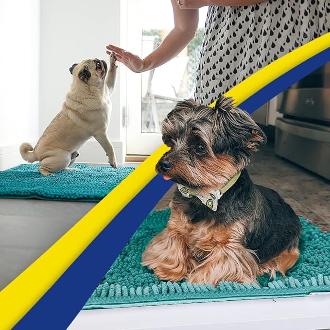 Muddy Mat® Shown on TV – Super Absorbent Door Mat Indoor, Microfiber Quick Dry Chenille Entryway Rug, Non-Slip Front Door Mat, Indoor Mats for Entryway, Machine Washable Pet Rug, Teal 36"x60"