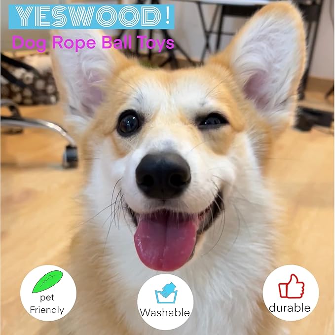 YESWOOD! Puppy Toys Small Rope Balls for Teething, Puppy Chew Pink Toy,Pet Friendly Washable Dog Toy Rope Ball for Small and Medium Dogs 0-80 Pounds(3-Pack) Dog Interactive Gifts